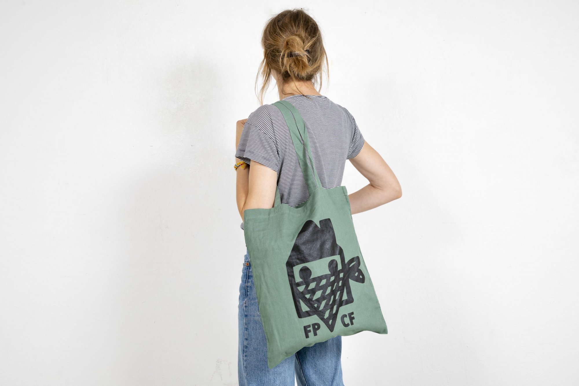 Color dusty light green tote bag